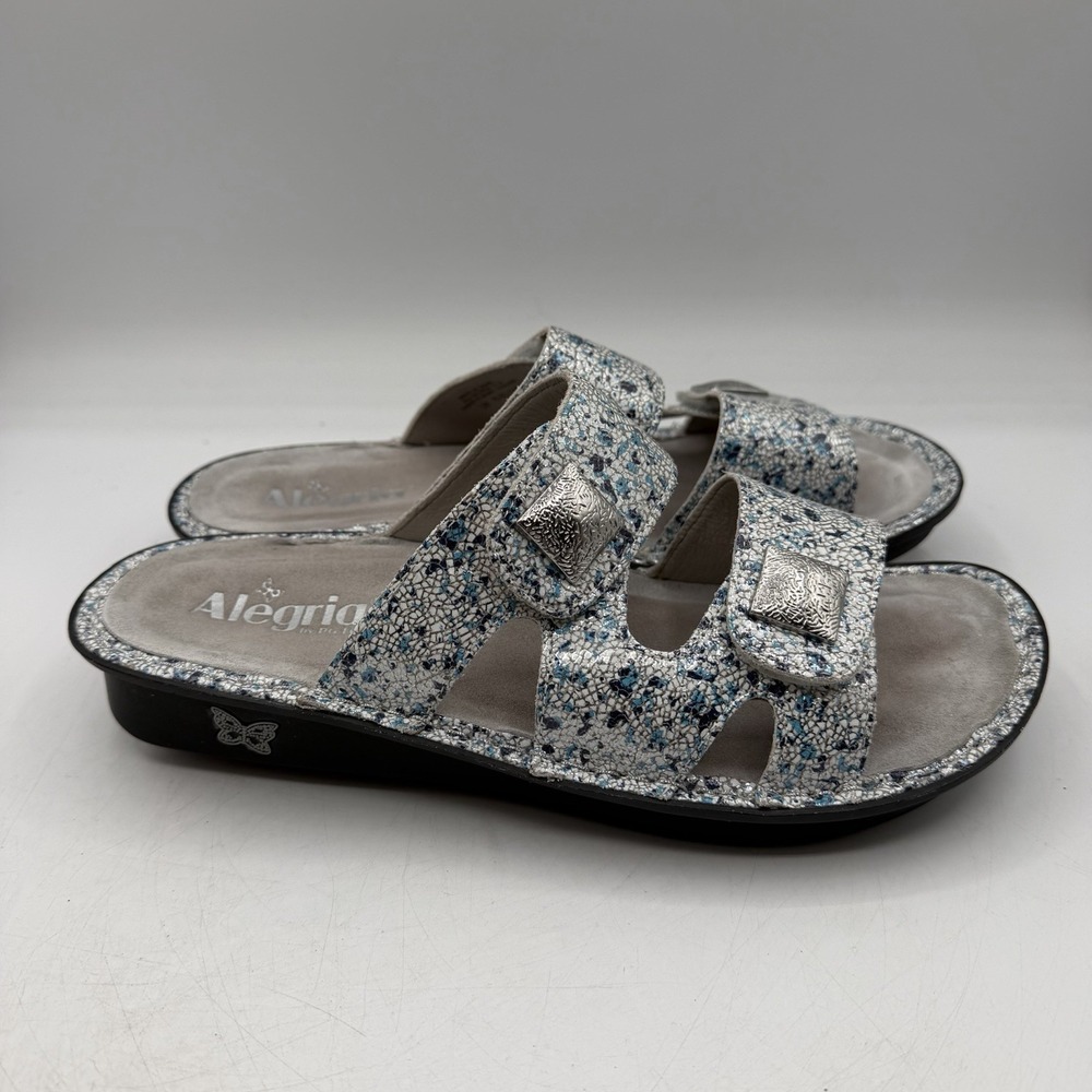 Alegria Violette Terrazzo Sandals Womens EU 41 US 10.5-11 Blue Silver White Shoe - Picture 2 of 11
